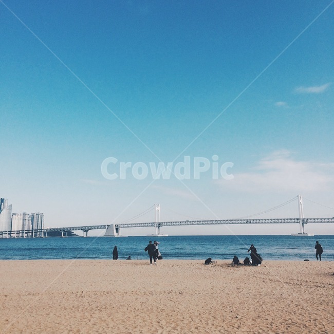 바다,부산,광안리,광안대교,구름
