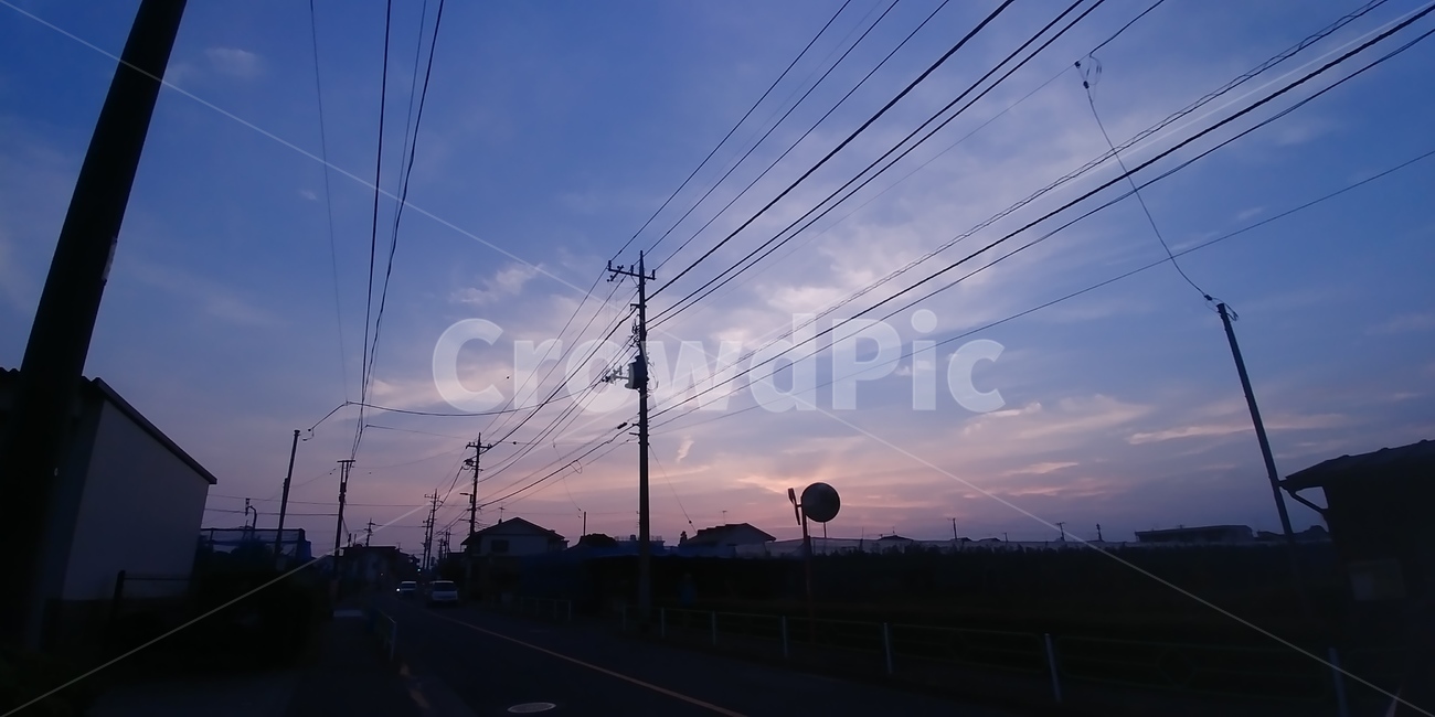 하늘,노을,전신주,일본,구름,시골,마을,풍경,landscape,country,rural,town,해외,외국,세계,foreign,oversea,world