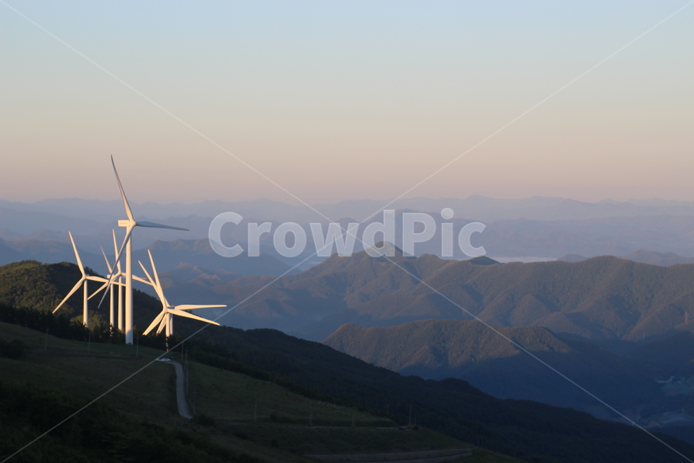 평창,청옥산,풍력발전기,산,풍경,아침,에너지산업,energy industry