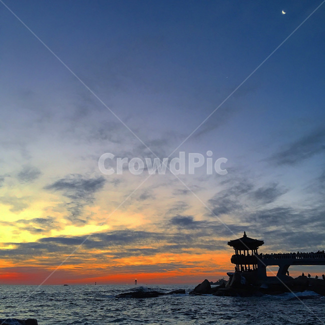 nature,자연,아침,바다,sea,달,moon,일출,대양,영금정,새해