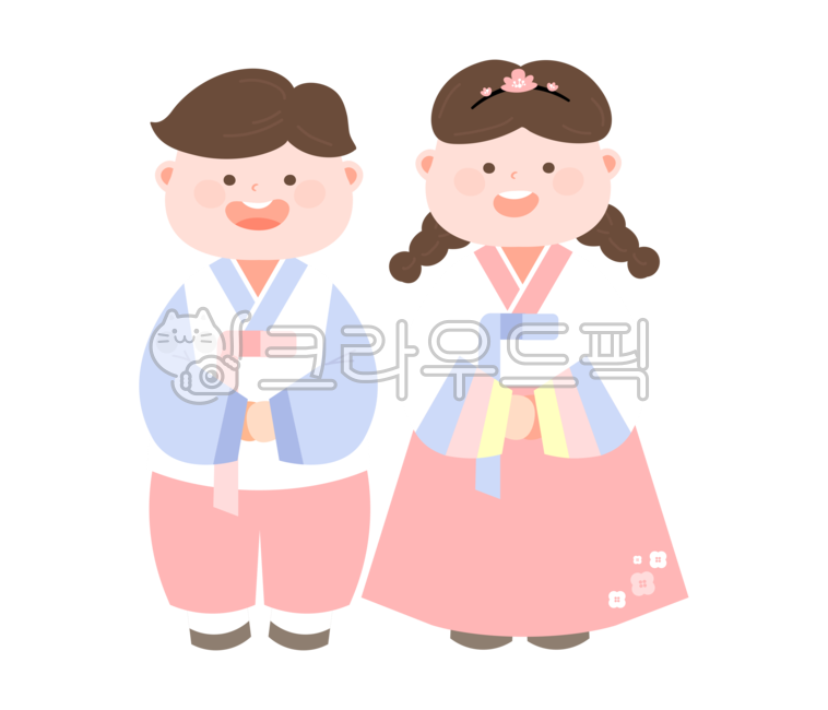Lunar New Year,Transparency,Nukki,color,hand drawing,line,greeting,kid,icon,banner,message,holiday,no background,korea,children,Han bok,illustration,tradition,Kkokka clothes,Chuseok,card