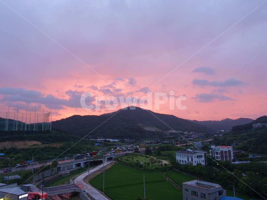 노을,노을하늘,핑크노을,노을산,선셋