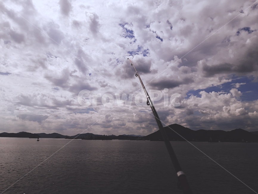 하늘,바다,구름,자연,낚시