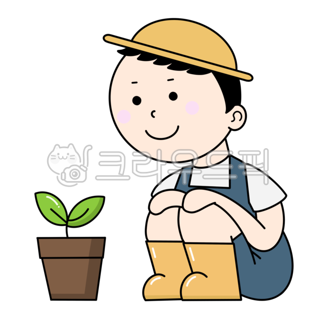 sprout,hand drawing,nature,arbor day,planting pots,tree,boys,infant,cute,spring,horticulture,pot,children,Arbor day illustration,person,illustration,planting trees,childrens characters,child