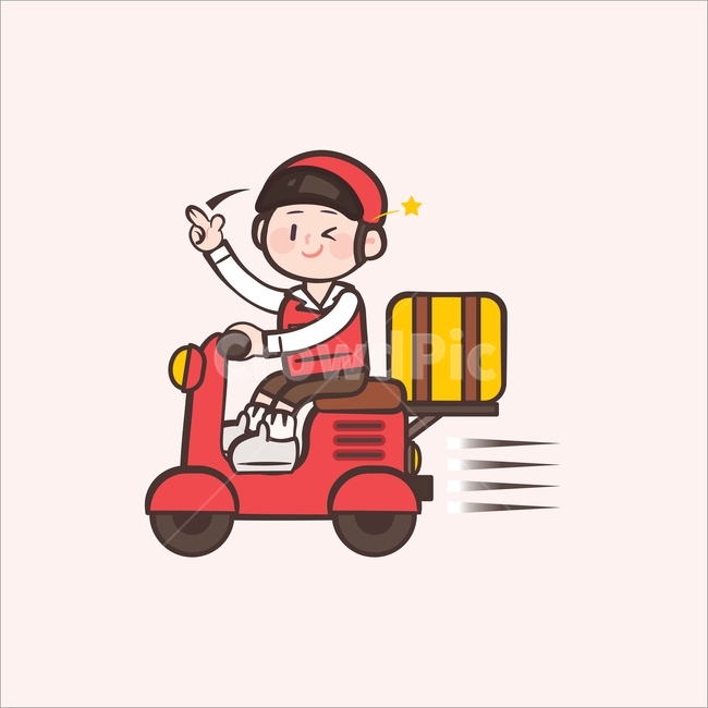 배달,배달부,배달원,딜리버리,음식,택배,퀵서비스,퀵,서비스,오토바이,스쿠터,알바,알바생,탈것,이륜차,일러스트,일러스트레이션,벡터,캐릭터,귀여운,남자,소년,남성,인물,그림,윙크,표정,이모티콘,얼굴,디자인,디자인소스,그래픽,일러스트레이션,graphic,illustration