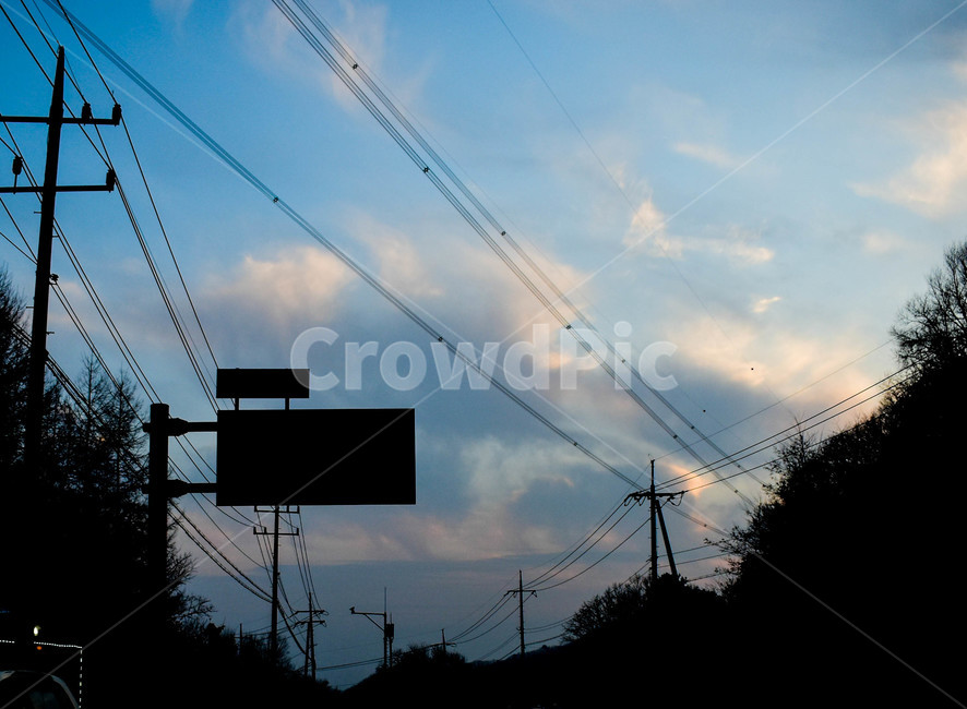 하늘,도로,전기줄,구름,산,나무실루엣,실루엣,그림자,silhouette,shadow