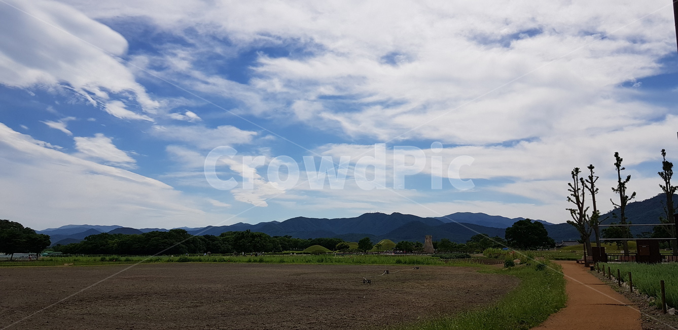 경주,첨성대,능,낮은산,구름,땅,landscape,clouds,earth,field,sky,royaltombs,low