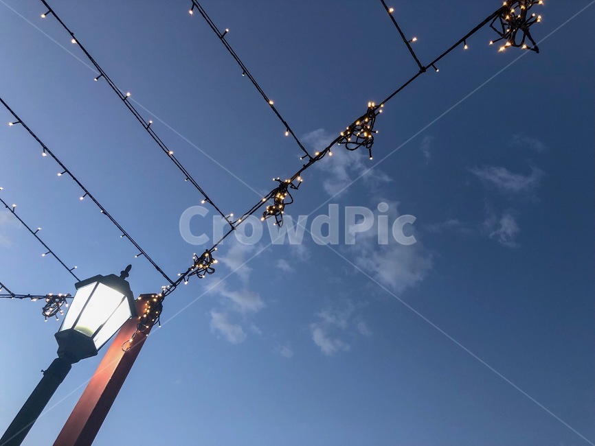 하늘,초저녁,불빛,장식,전구,야경,밤,풍경,nightscape,night,landscape,utility pole,전신주