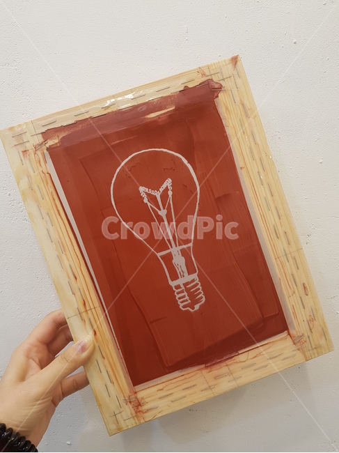 판화,실크스크린,전구,액자,그림,손그림