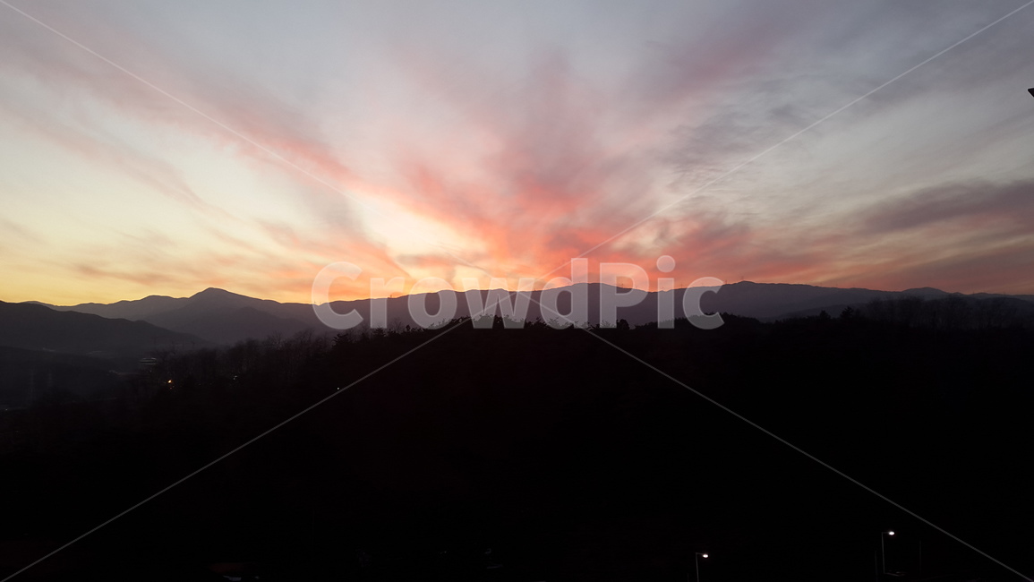 노을,산,선셋,분위기,풍경