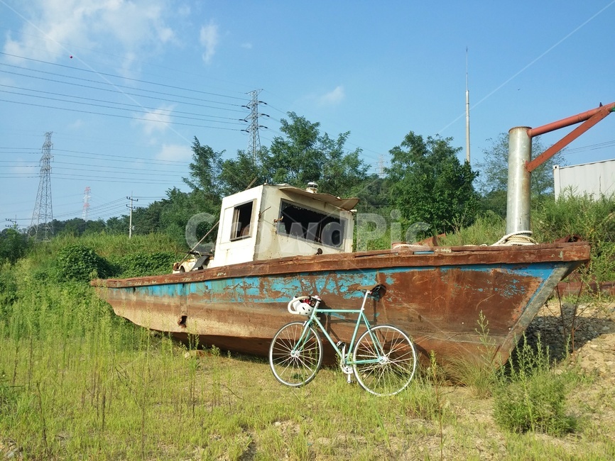 bicycle,자전거,bike,watercraft,선박,숲,나무,하늘,sky