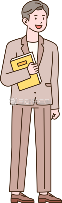 외곽선,귀여운,심플,단순한,일러스트레이션,선생님,서있다,정면,사람,스승의날,가르치다,미소,감사,교육,수업,학교,남선생님,책