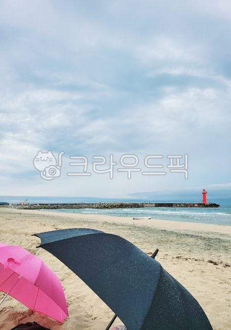바다,우산,날씨,해변,등대