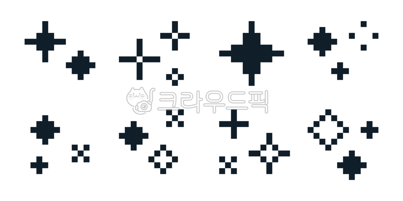 반짝이,빛,효과,꾸미기,장식,강조,흑백,심플,픽셀,픽셀아트,도트,귀여운,레트로,아이콘,세트,8비트