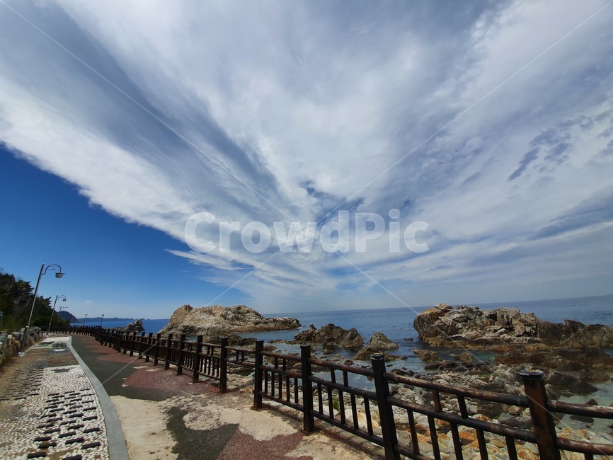 산,하늘,바다,동해,절경,탁트인,풍경,멋진,파란하늘,푸른하늘,자연,풍경,nature,landscape,railing,난간,banister,handrail