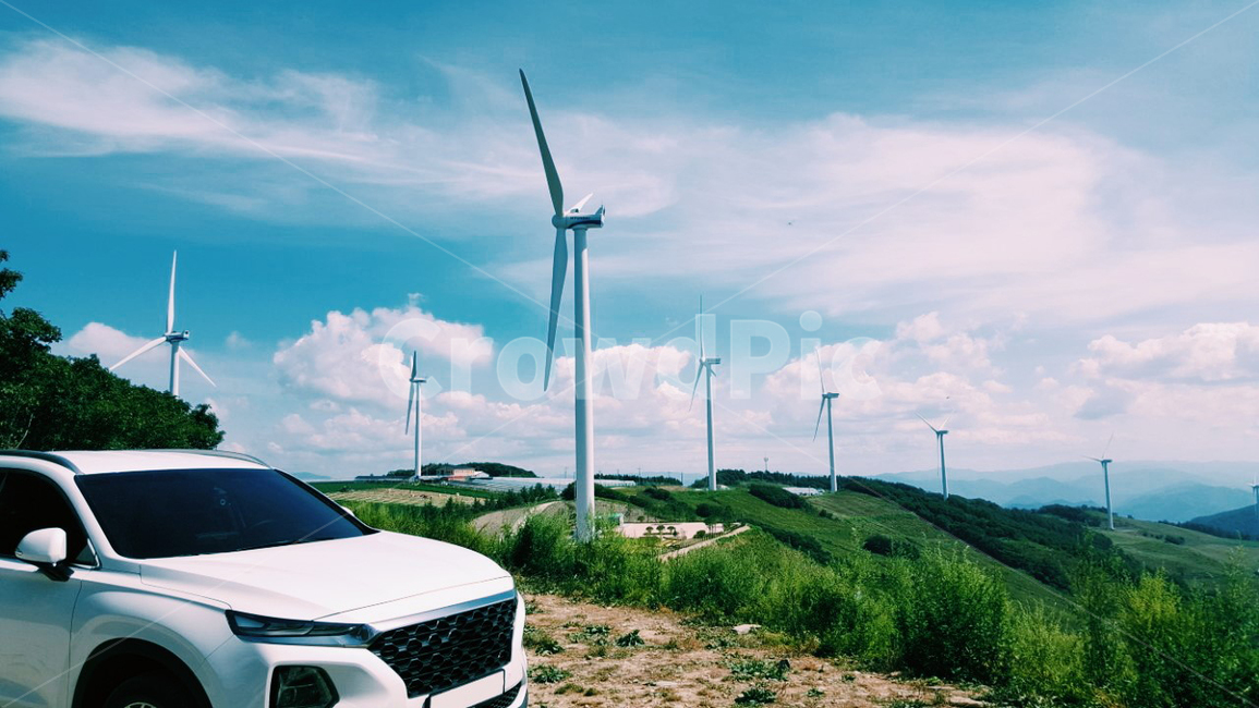 전망대,차량,감성,풍력발전,자연,에너지산업,energy industry