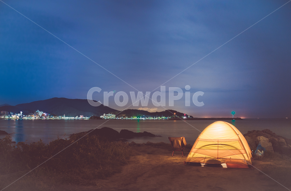 캠핑,야경,텐트,힐링,자연,바다,여유,tent