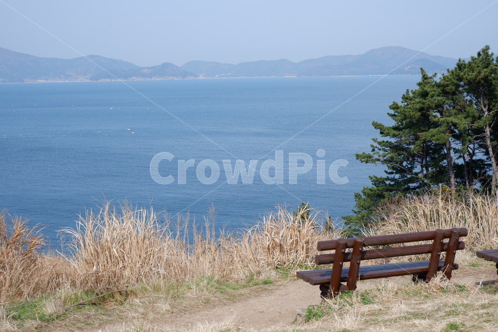 벤치,갈대,풍경,바다,거제,바람의언덕