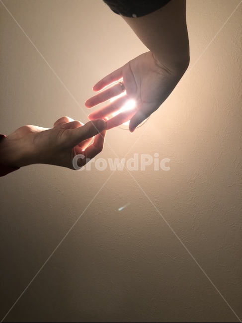 손,커플,잡다,조명,불빛