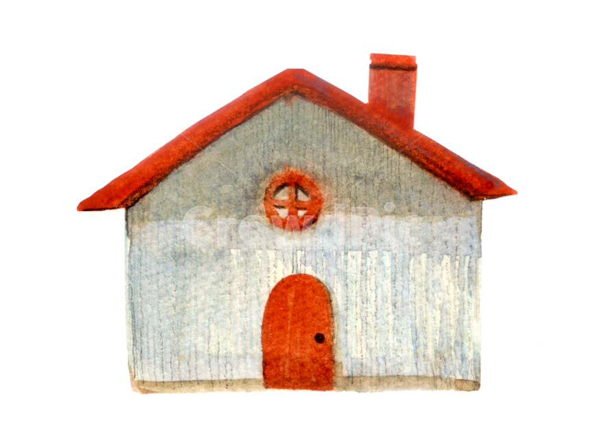 수채화,집,수작업,house,빨간지붕,장식,watercolor,드로잉,누끼,remove background,그래픽,일러스트레이션,graphic,illustration