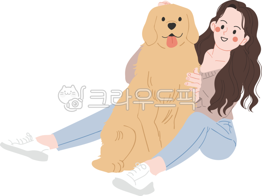 애완동물,강아지,애완견,반려동물,친구,가족,동물,개,펫,귀여운,캐릭터,일러스트,일러스트레이션,골든리트리버,리트리버,성견,dog,animal,pet,온순한,웃고있는,웃음,puppy,goldenretriever,중형견,대형견,견주,주인,산책,안고있는,충성심,친근한,사랑스러운,여자,여성,사람,청년