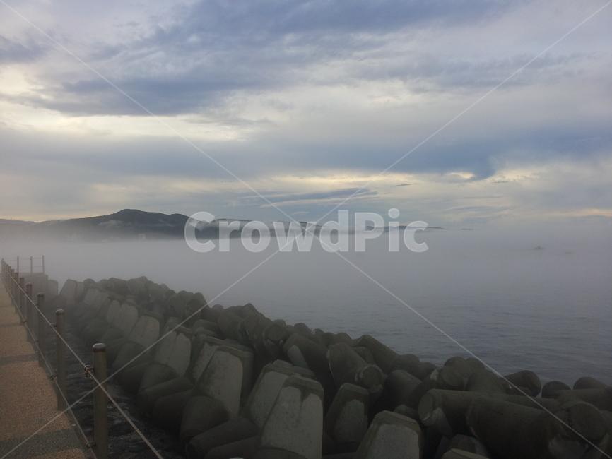 바다,바닷가,안개,바다안개,방파제,새벽바다,자연,풍경,nature,landscape