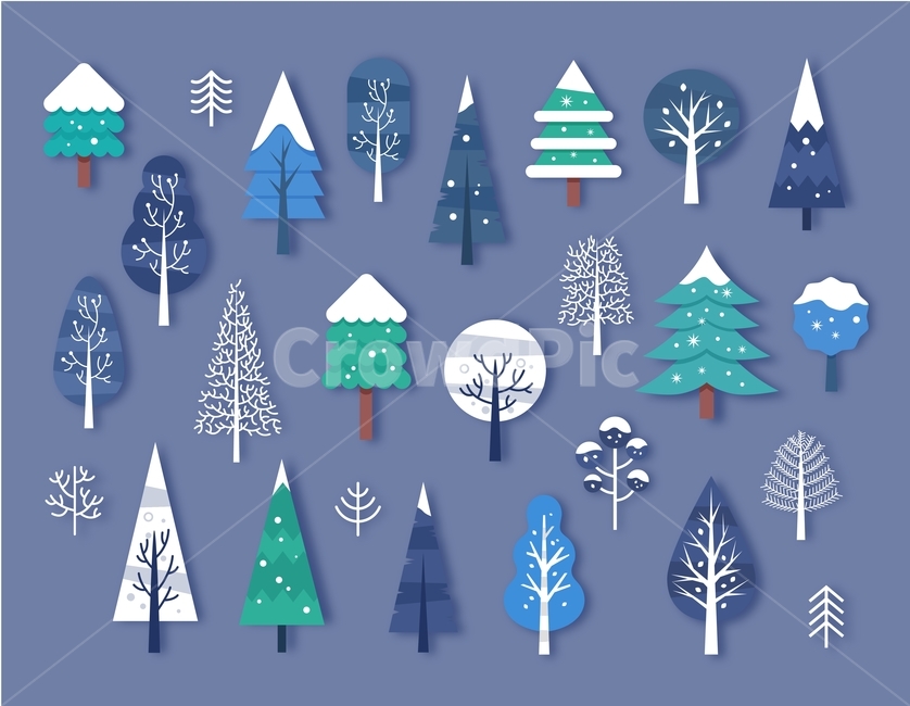 나무,활엽수,침엽수,겨울,레이어모음,플랫디자인,나무,trees,wood,그래픽,일러스트레이션,graphic,illustration