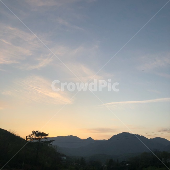 산,산간,노을,하늘,구름,나무,산골,nature,자연,outdoors,옥외,저녁