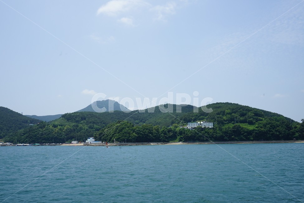 통영,항구,낮,바다,산