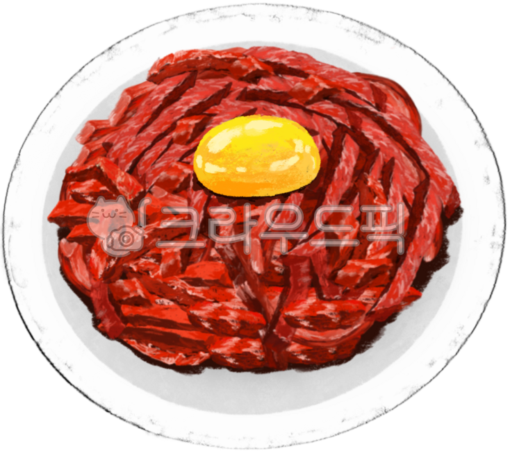 소고기육회,소고기육회그림,육회일러스트,음식,한식,푸드일러스트,소고기