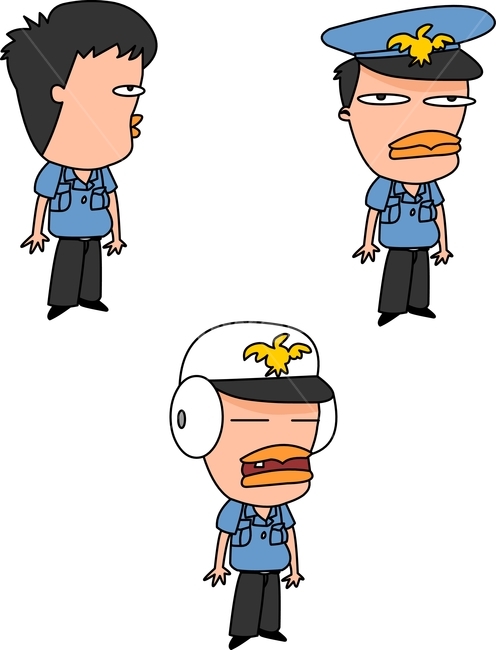 thought,Curious,cop,miscellaneous bird,Uniform,exaggeration,character,Staring,sd character,action,comic character,Character,profile,ugly,feeling,Gag,detective,person,hard hat,other,expressionless,mood,traffic police,comic book,Situation,personality,Close 