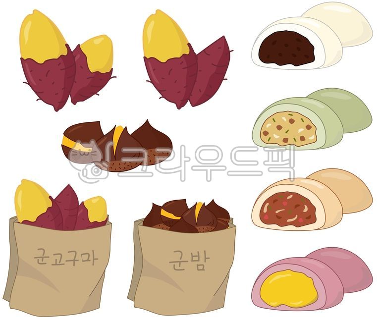 고구마, 호빵, 군고구마, 군밤, 알밤, 사진,이미지,일러스트,캘리그라피 - Linishop작가