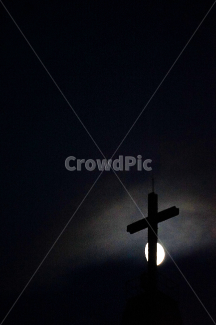 symbol,상징,cross,십자가,달,moon,종교,신앙,religion,belief,faith