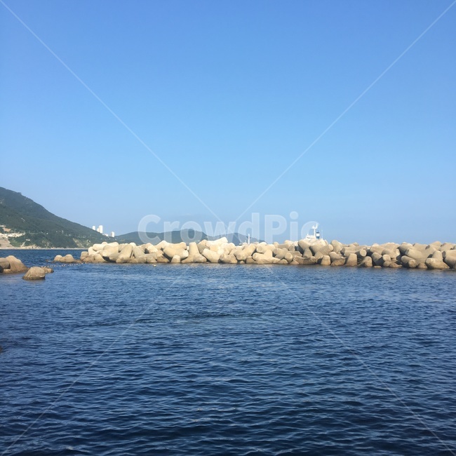 바다,방파제,파랑,휴가,blue,sea,파도,하늘