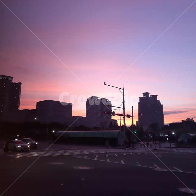 노을,하늘,구름,도시,몽환적인,아련한