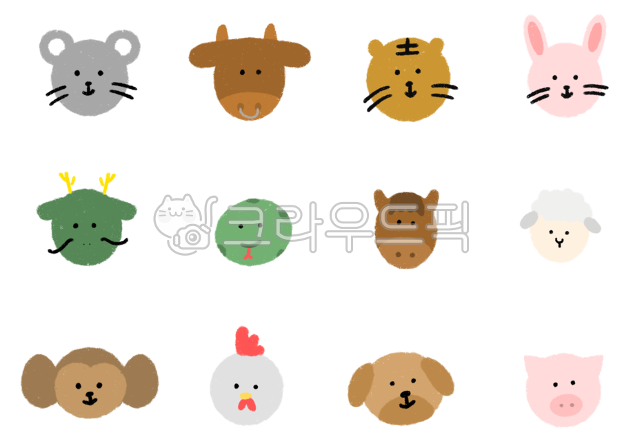 열두띠동물,열두띠,자축인묘,진사오미,신유술해,쥐,소,호랑이,범,토끼,용,뱀,말,양,원숭이,닭,개,돼지,동물