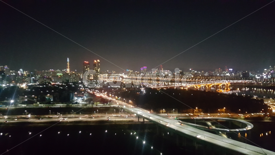 night view,night road,Seoul night view,city night view,interchange