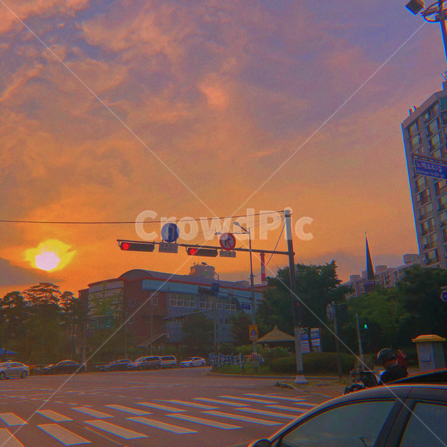 신호등,감성,해질녘,하늘,도로