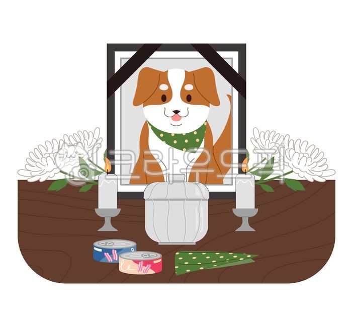 Candlelight,death,snack,concept,dead,urn,can,Pets,Chrysanthemum,puppy,portrait photo,funeral,illustration,vector,dog,pet dog,pet