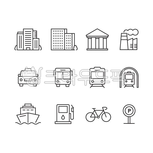 건물,도시,건설,건축,공장,산업,박물관,오페라,집,아파트,빌딩,자동차,차,대중교통,교통,운송,택시,버스,지하철,철도,기차,터널,배,운하,주유,주유소,자전거,주차,주차장,표지판,이동,선,아이콘,일러스트,라인,외곽선,심플,드로잉,그래픽