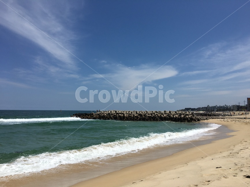 바다,모래사장,파도,방파제,영진,하얀파도,구름,해변,바다,beach,sea