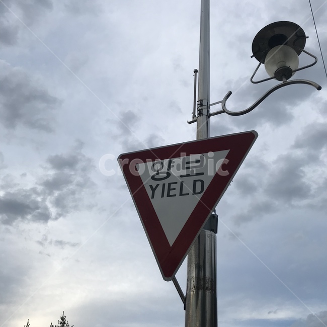 표지판,교통표지판,양보표지판,yield,하늘