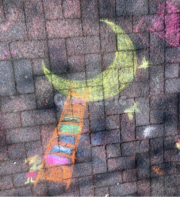 낙서,어린이,그림,분필,달
