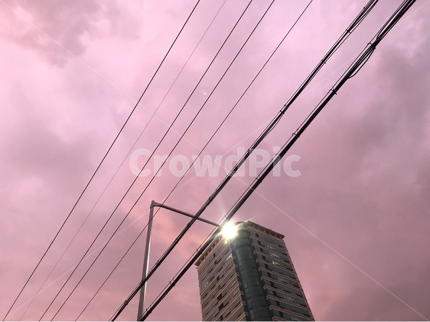 하늘,풍경,자연,건물,분홍,pink,sky,건축물,건물외관,exterior,building,structure,architecture,construction