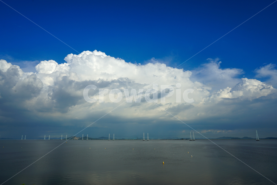 바다,구름,철탑,하늘,풍경,자연경관,자연,풍경,nature,landscape,outdoors,옥외,weather,날씨,cloud,cumulus,적운,sky