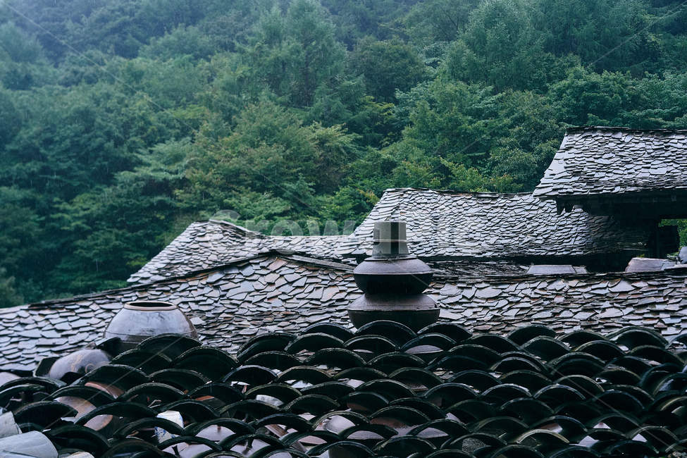 roof,지붕,돌,돌탑,기왓장,숲속,시골,새벽,나무,비,비오는날,건축물,건물외관,exterior,building,structure,architecture,construction