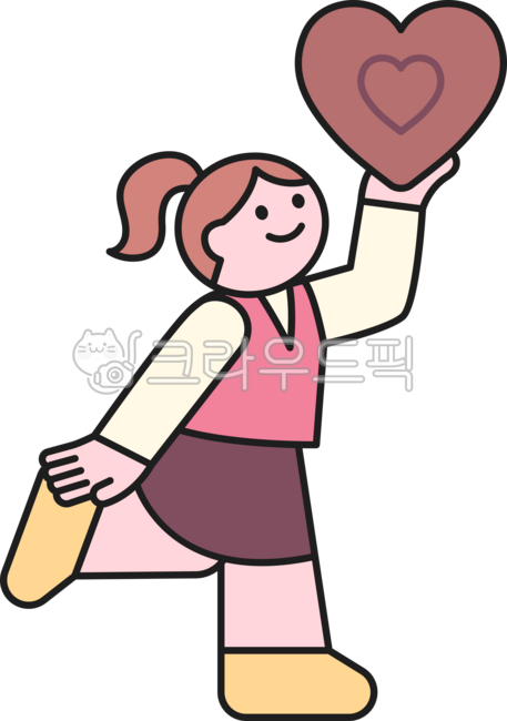 outline,cute,simple,simple,illustration,small and cute,chocolate,chocolate,valentine,sweet,dessert,hold,big,gift,heart,girl