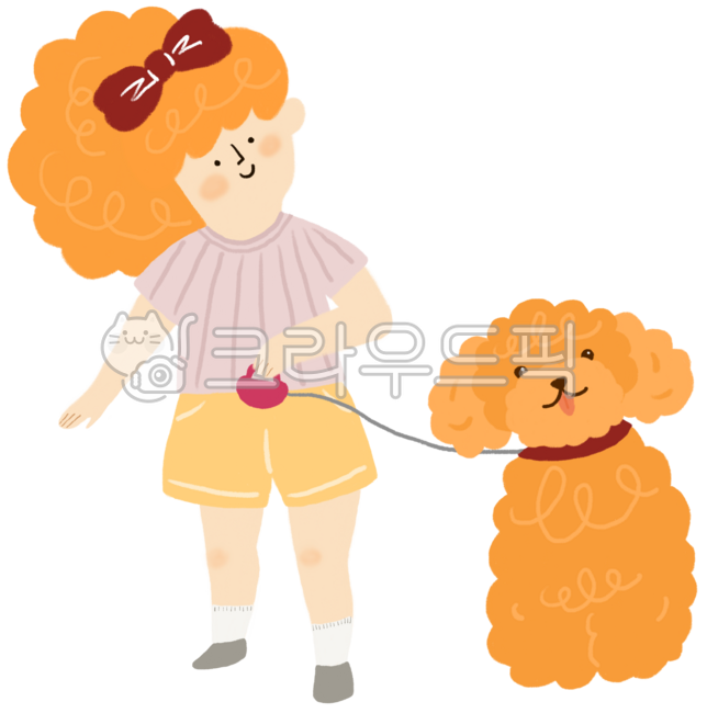강아지,개,산책,댕댕이,손그림,일러스트,귀여움,사랑스러움,닮은꼴,사람,친구,가족,따뜻함,푸들,자이언트푸들