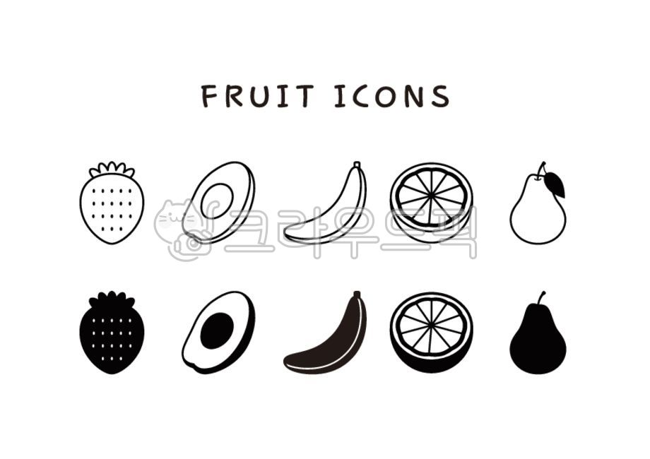 banana,avocado,fruit illustration,flat icon,fruit,icon,strawberry,pattern,Fruit icon,line illustration,food,line icon,orange,pear,fruit pattern,black and white icon,grapefruit,fruit icon