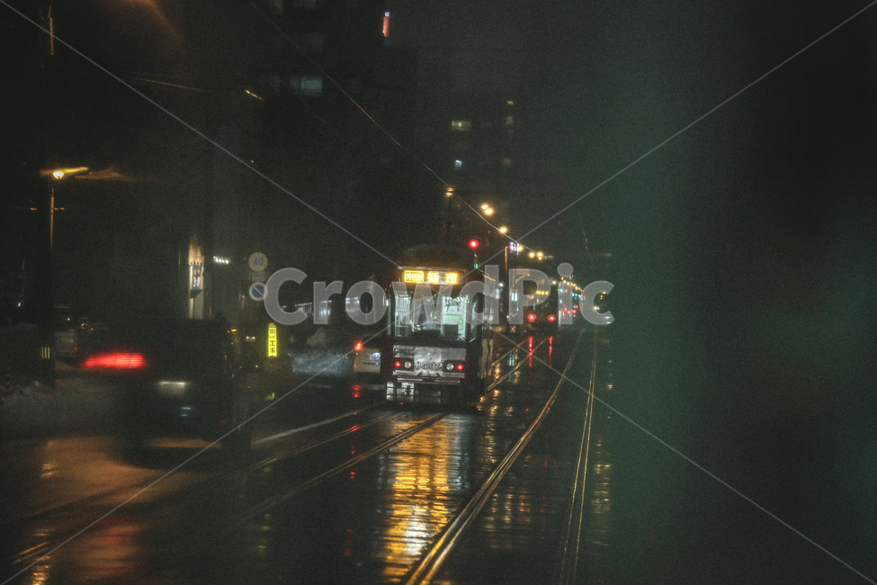 night,전차,비,rain,홋카이도,북해도,야경,밤,풍경,nightscape,night,landscape